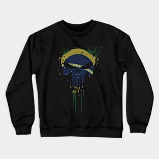 Brazil Skull Head Grunge Flag Crewneck Sweatshirt